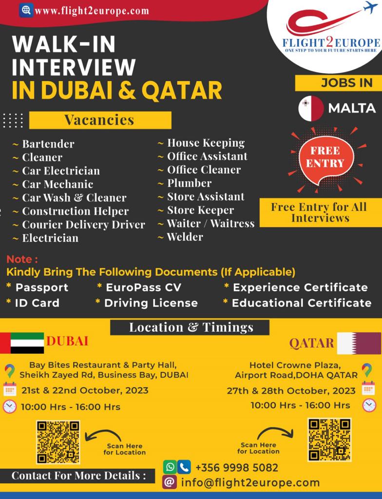Malta Recruitment Agency Hiring in Dubai and Qatar